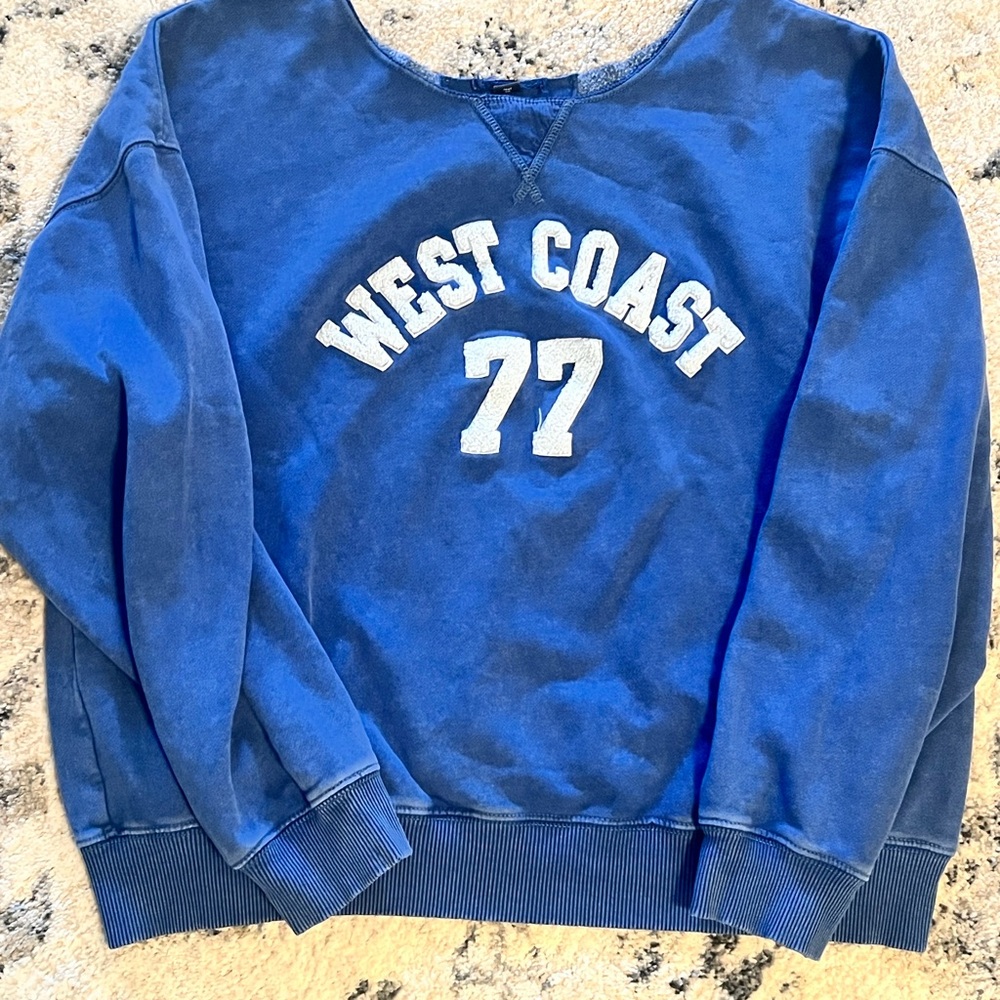 American Eagle Outfitters Blue Off-the-Shoulder Sweater